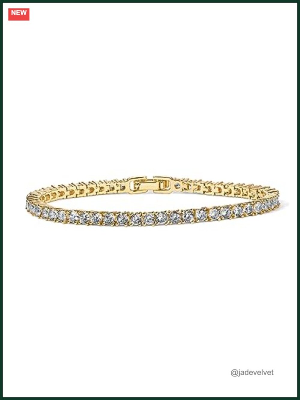 14K Gold Plated CZ Tennis Bracelet 3mm Sparkly Chain Gift for Women